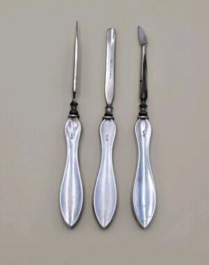 Antique William Vale & Sons Sterling Silver Handled 3-Piece Manicure Set Birming